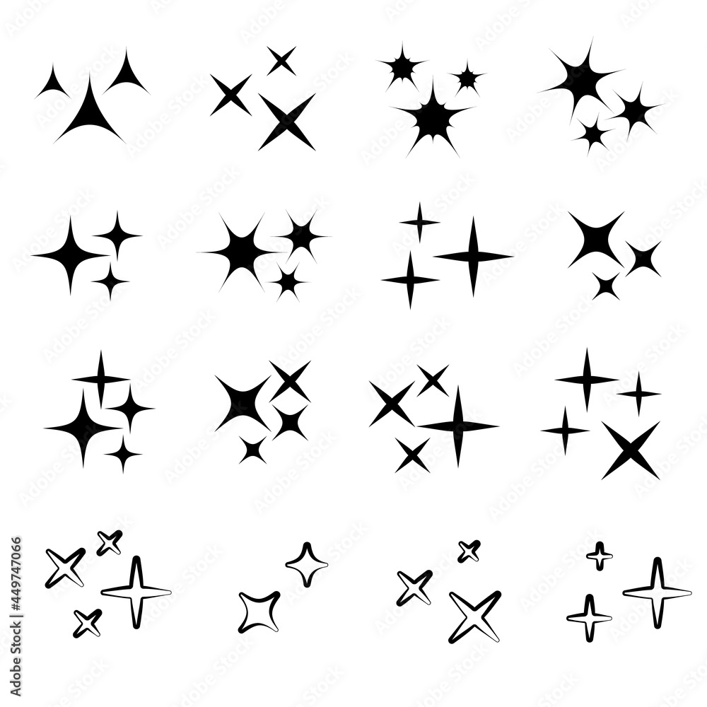 Wall mural sparkles white line collection. sparks vector icons set