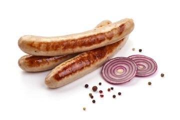 Thuringian sausages, isolated on white background.