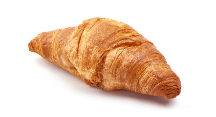 Freshly baked croissant, isolated on white background.