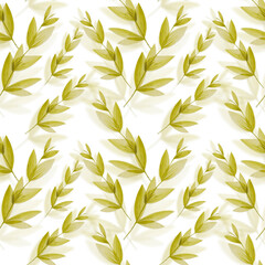 light green watercolor leaves seamless pattern, colorful hand drawn background