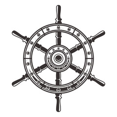Captain steering wheel in vintage monochrome style illustration Premium Vector 