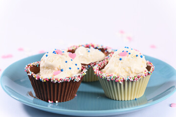 Ice cream in chocolate muffins.