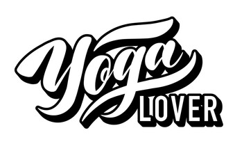 simple black and white lettering yoga lover logo. Vector illustration