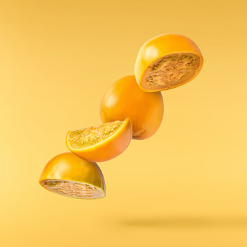Fresh raw ripe Lulo fruit isolated
