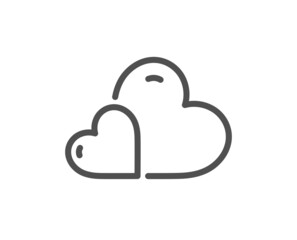 Care with love line icon. Two hearts sign. Volunteer care symbol. Quality design element. Linear style care icon. Editable stroke. Vector