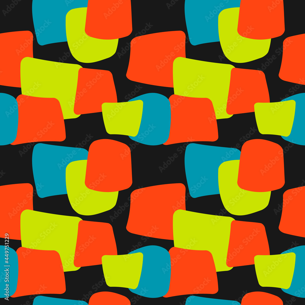 Poster colorful abstract shapes. vector seamless repeated decor and mosaic shapes in red, yellow and blue c