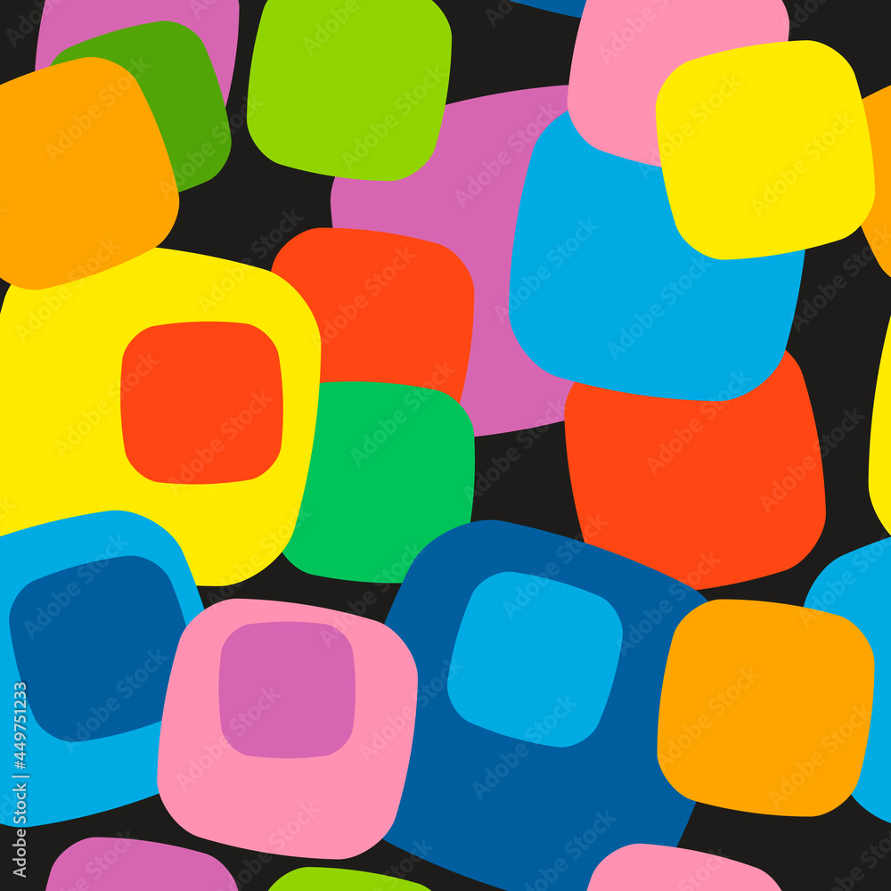 Poster vector colorful stones or squares. seamless pattern with multicolor squared shapes.