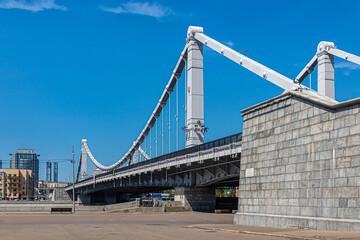 Crimean bridge in Moscow against the blue sky