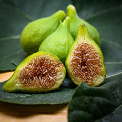 fresh figs on a wooden board