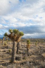 Joshua Trees oil painting - digital art