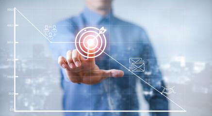 Business analytics and financial concept, Plans to increase business growth and an increase ,Technology and Business trend analysis concepts, with business graphs coming out on the computer notebook.