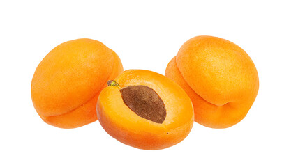 Apricots isolated on white background with clipping path