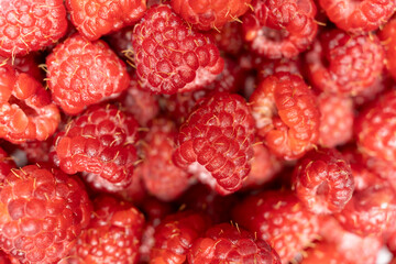 Close up rotation raspberry, Macro red fresh raspberries. raspberries are spinning in close-up....