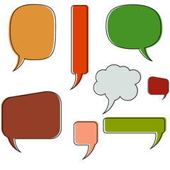 Set of blank speech bubbles and dialog balloons, speech, conversation bubble vector.  With a white background.  set of speech bubbles . 