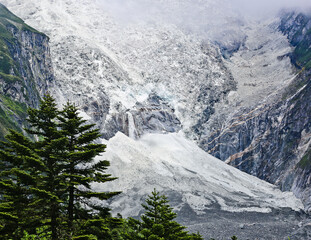 Mount gongga and glacier in Hailuogou Glacier Forest Park Sichuan China