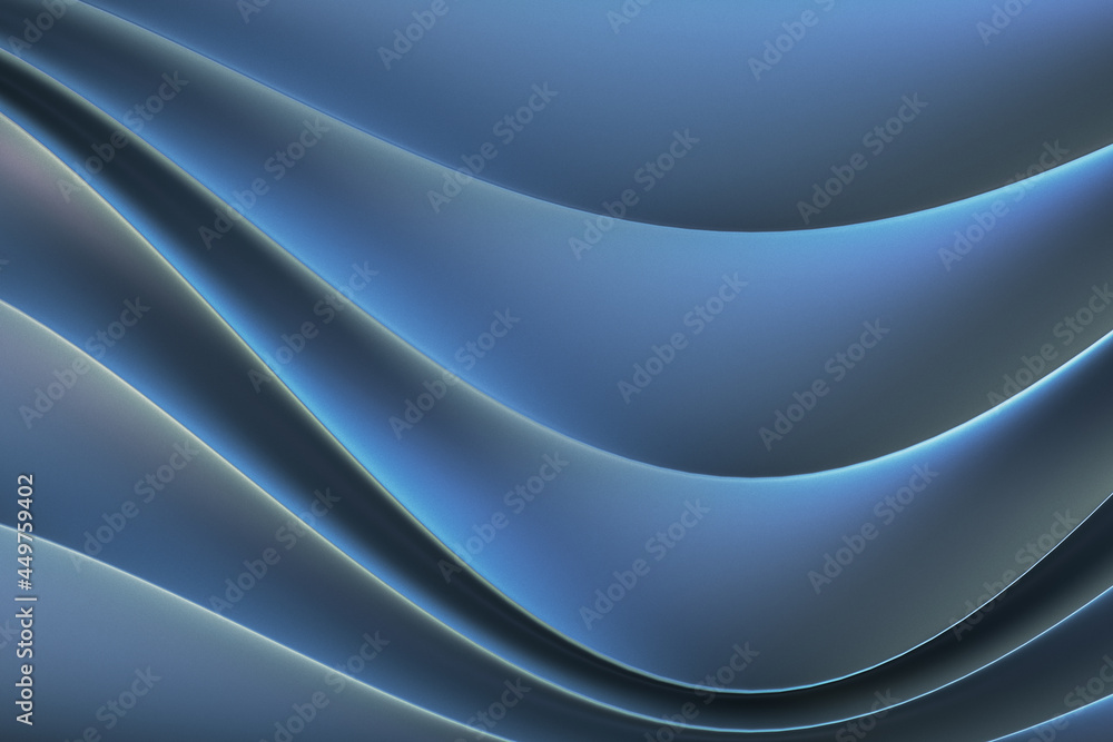 Poster Abstract blue cloth texture background. Landing page concept. 3D Rendering.