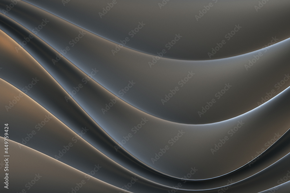 Poster Abstract gray cloth texture background. Landing page concept. 3D Rendering.