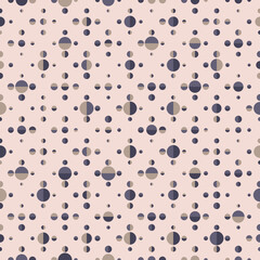 Elegant seamless geometric vector pattern with polka dots on light pink background. Modern stylish texture for wallpaper, interior and fashion fabrics.