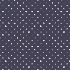 Playful Polka-Dot seamless vector pattern. Elegant geometric pattern with tiled small circles and semicircles. Great for fashion, interior decoration, wallpapers, curtains and upholstery.