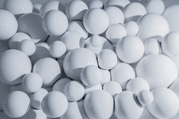 Creative white spheres background. Celebration and decoration concept. 3D Rendering.