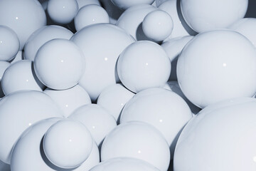 Creative white spheres wallpaper. Celebration and decoration concept. 3D Rendering.