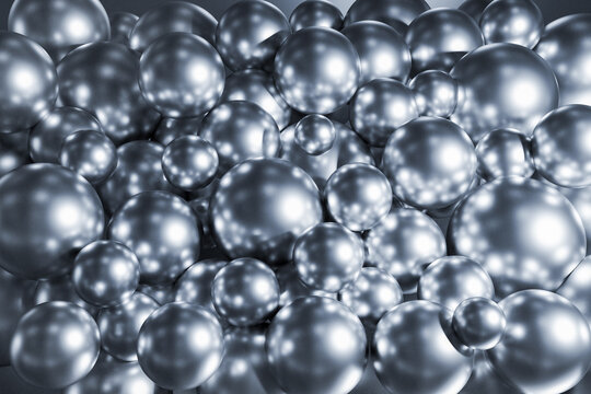 Creative silver spheres background. Celebration and decoration concept. 3D Rendering. © Who is Danny