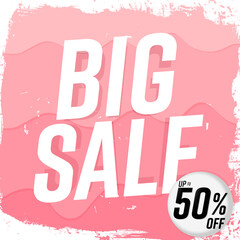 Big Sale up to 50% off, poster design template, season best offer. Discount banner for online shop, vector illustration.