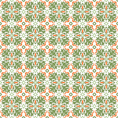 Azulejos ceramic tile design. Talavera tracery motif. Unique creative endless fill swatch. Portuguese, Spanish, Mexican, Brazilian folklore ornament. Ethnic style vector hand drawn seamless pattern.