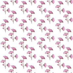 endless pattern of watercolor pink leaves