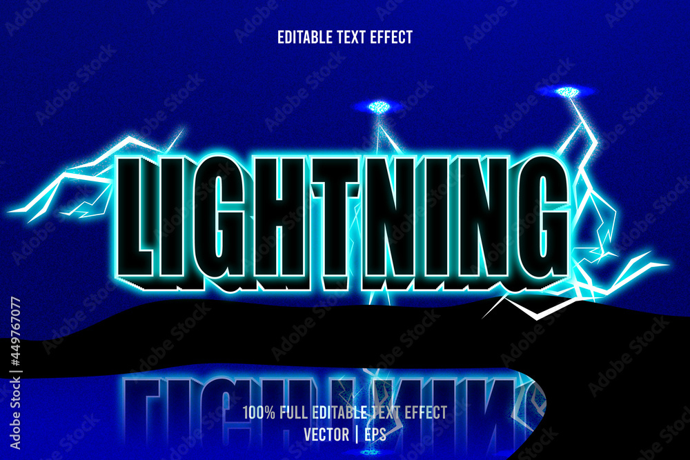 Poster lightning editable text effect 3 dimension emboss neon style