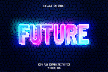Future editable text effect 3 dimension emboss neon style