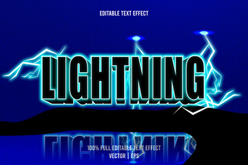 Lightning editable text effect 3 dimension emboss neon style