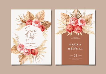 Hand painted watercolor boho wedding invitation © hengkidesen