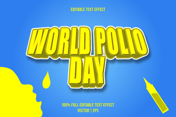 World polio day editable text effect 3 dimension emboss cartoon style