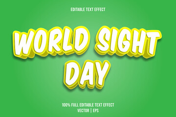 World sight day editable text effect 3 dimension emboss cartoon style