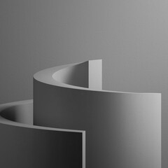 3d render, abstract grey background with curvy geometric shapes. Modern minimal wallpaper