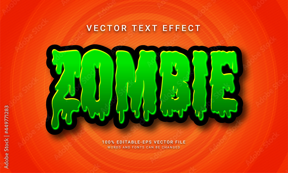 Poster zombie editable text style effect with halloween event theme