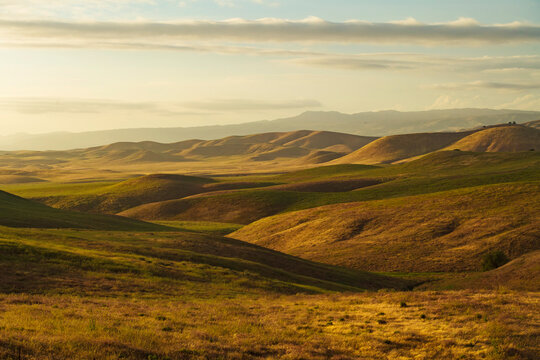 Rolling landscape at sunset