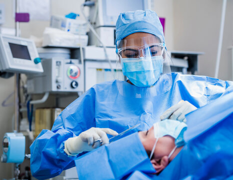 Doctor and patient during surgery