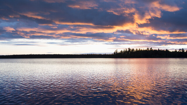 Usa, Maine, Cooper, Sunset at Cathance Lake