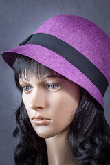 Mannequin-Black Hair with Pink Hat