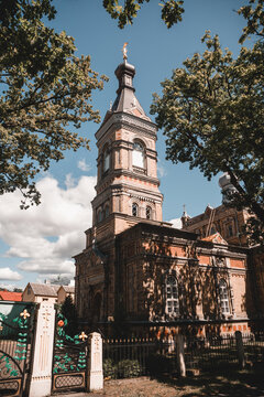 Church building in Parnu, beautiful colorful estonian city by the Baltic sea, Estonia