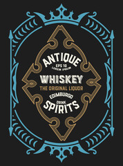 Whiskey label with old frames