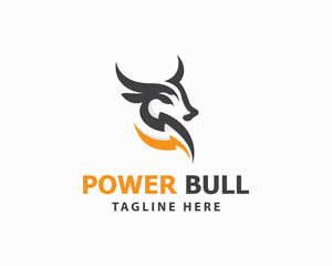 bull power logo creative strong brand concept design vector