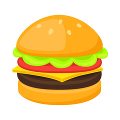 Burger Sign Emoji Icon Illustration. Fast Food Vector Symbol Emoticon Design Clip Art Sign Comic Style.