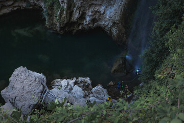 People practicing canyoning
