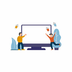 Computer Work Person Landing illustration