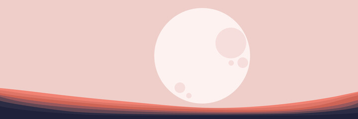 moonrise in landscape mountain scenery vector illustration for pattern background, wallpaper, background template, and backdrop design	