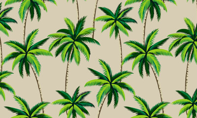 palm trees Background. sand seamless repeat pattern and beautiful trees vector illustration