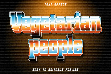 Vegetarian People Editable Text Effect Emboss Retro Style